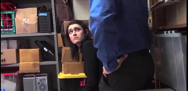  Brunette Teen Shoplifter Fucked Hard By Officer For No Cops